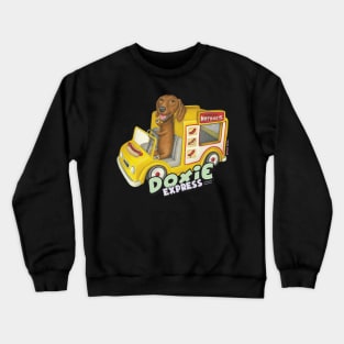 Dachshund in Yellow Hotdog Truck Crewneck Sweatshirt